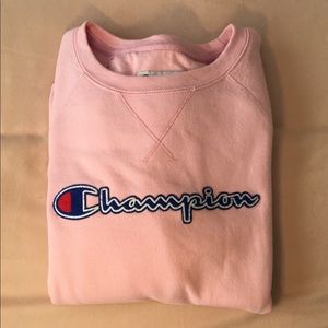 Champion - Pink Sweatshirt w/ Blue Logo